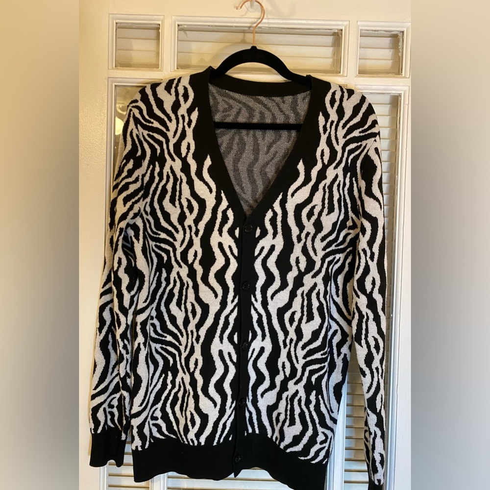 Zebra Print Button Down Sweater/ Cardigan - image 2